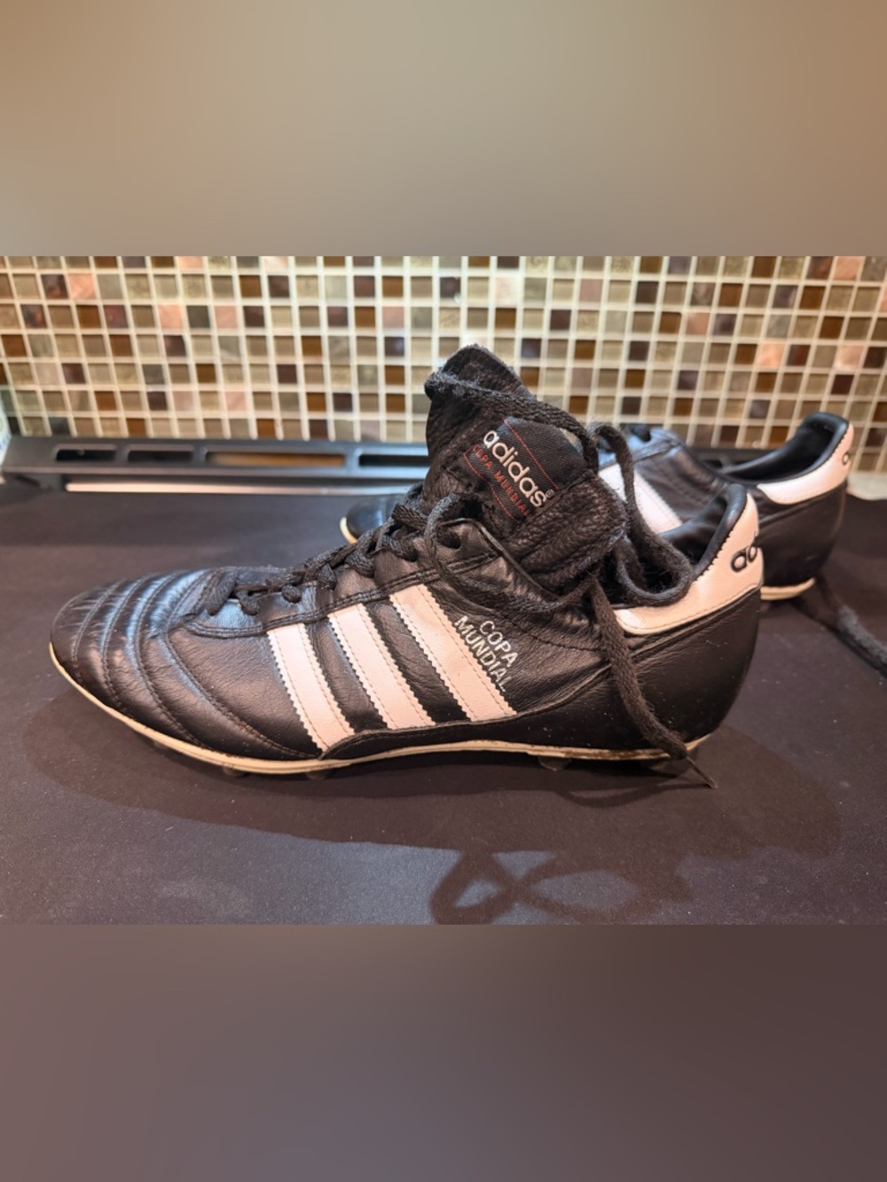 adidas Black and White Copa Mundial Leather Soccer Shoe